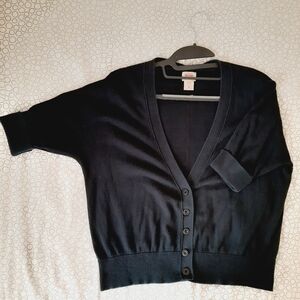 Cropped Black Button-Up Cardigan Dolman Sleeves Sz M by Mossimo